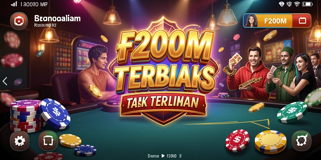 Screenshot utama F200M menunjukkan gameplay kasino yang mendebarkan.