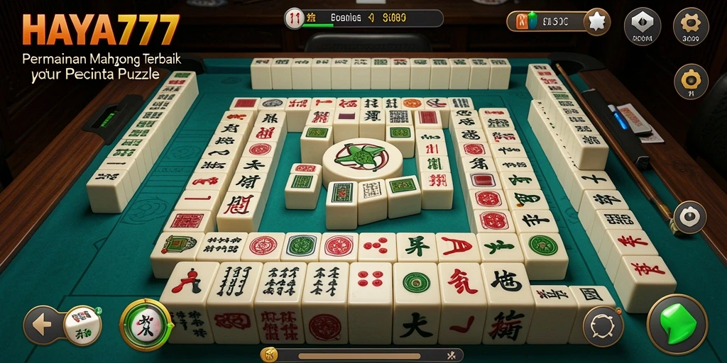 Tampilan antarmuka permainan Mahjong HAYA777 yang menarik dan interaktif.