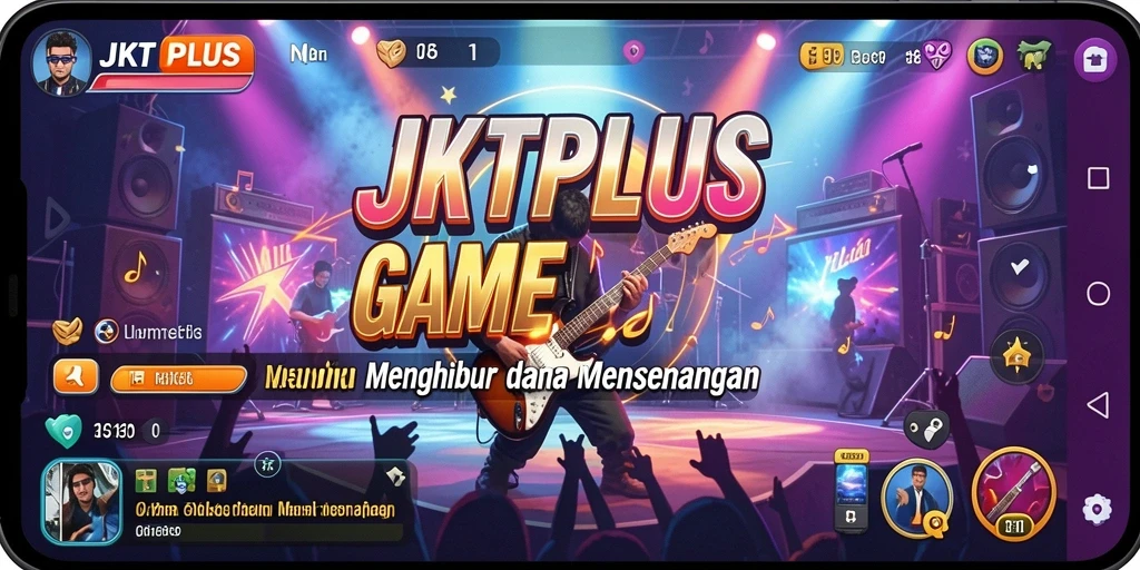 Screenshot gameplay JKTPLUS menampilkan pengguna bernyanyi dengan antusias.