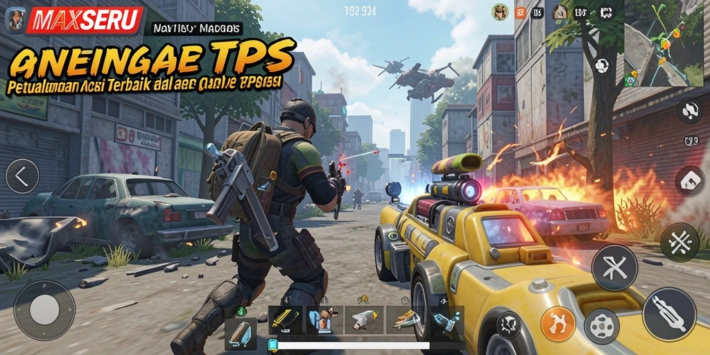 Tampilan epik dari gameplay TPS dalam MAXSERU.