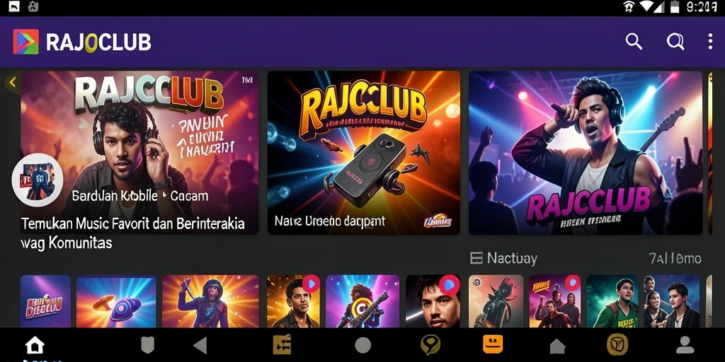 Tampilan gameplay <strong>RAJACLUB</strong> saat menjelajahi musik terbaru.