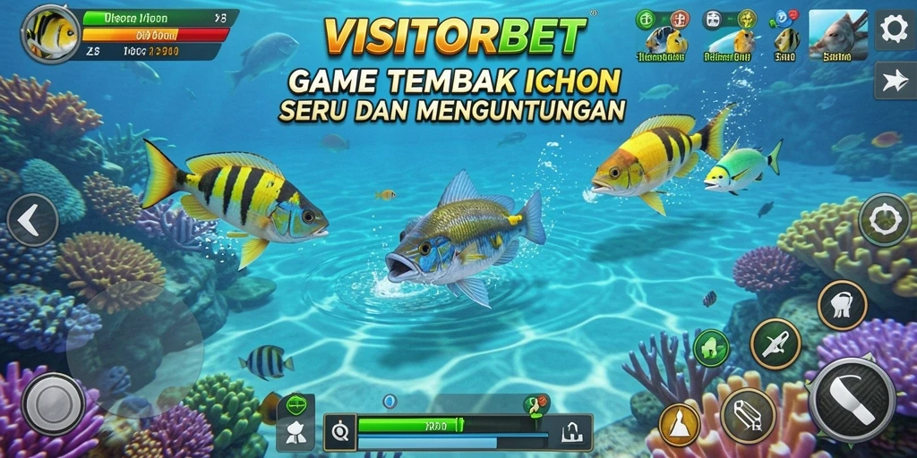 Tampilan screenshot permainan Tembak Ikan yang seru dan penuh warna.